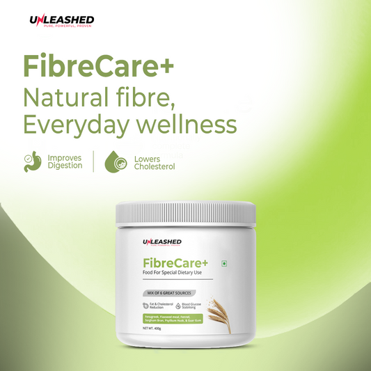 Unleashed FibreCare+ | Psyllium, Flaxseed & Fenugreek Blend 🌿 for Gut Health, Regularity & Natural Appetite Control – 300g Plant-Based Fiber Powder