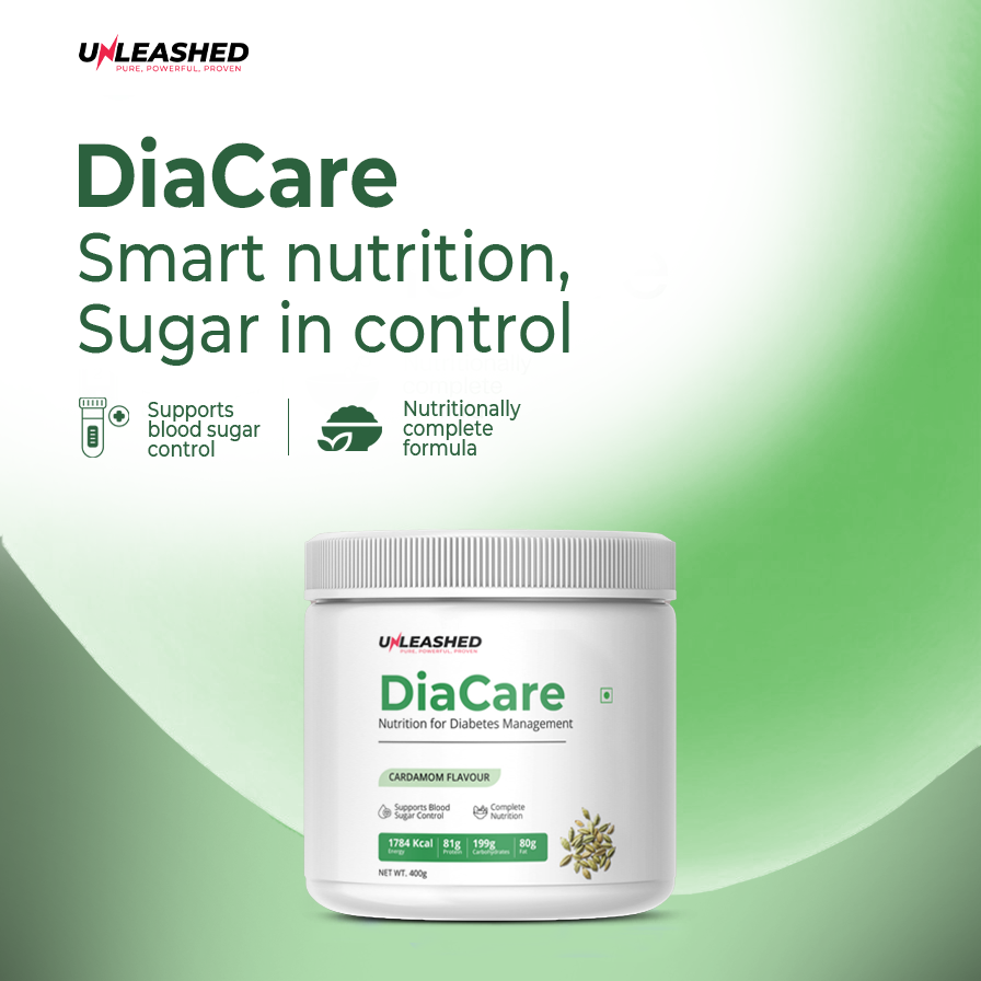 Unleashed DiaCare™ Nutrition Powder - Cardamom 400g | Balanced Meal for Diabetics & Glycemic Control | Low GI, High Fiber & Lactose-Free