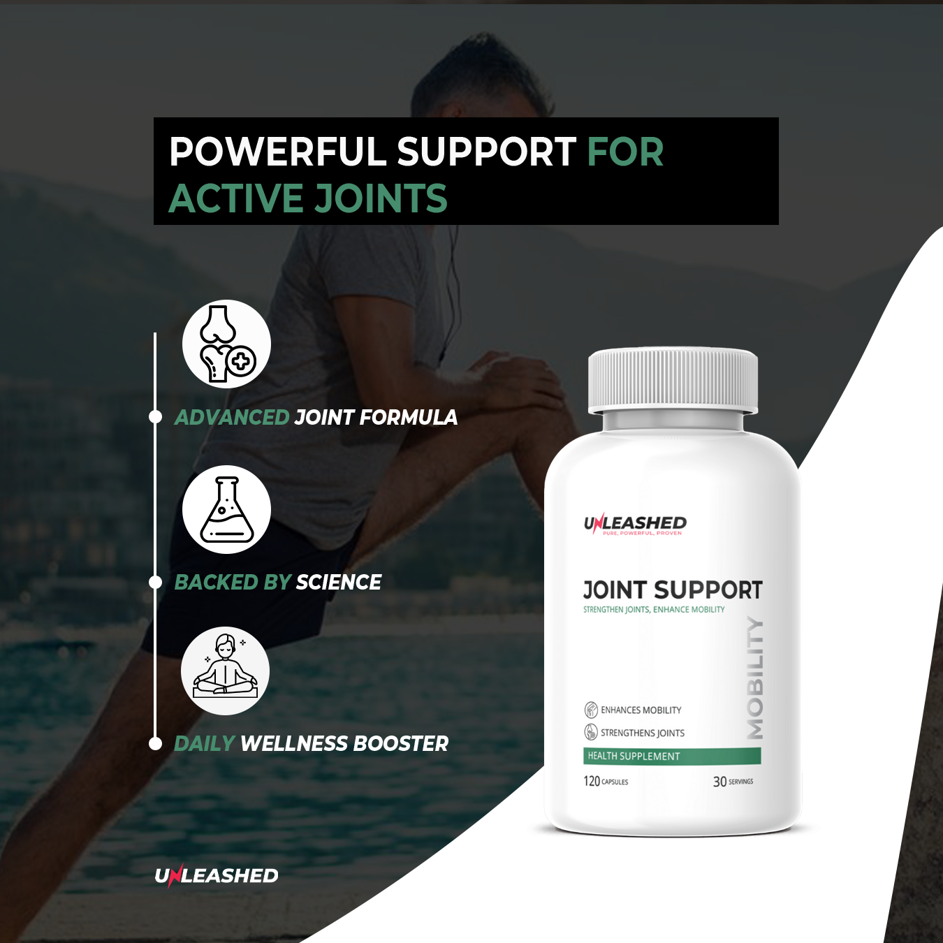 Unleashed Joint Support Formula | Glucosamine, Chondroitin, MSM & Cissus - 120 Veg Capsules