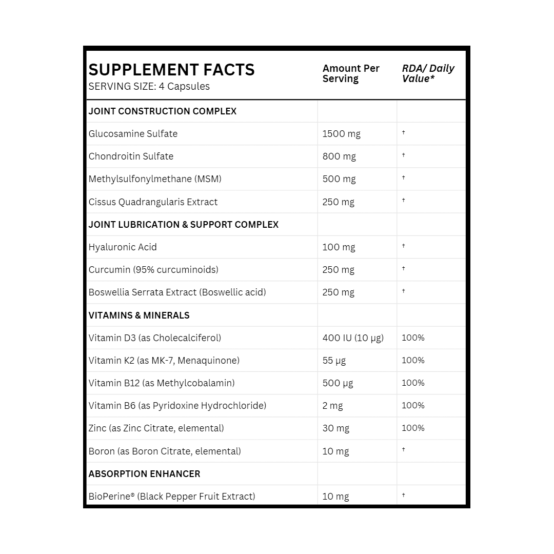 Unleashed Joint Support Formula | Glucosamine, Chondroitin, MSM & Cissus - 120 Veg Capsules