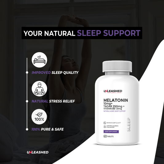 Unleashed Melatonin 10MG | Promotes Restful Sleep & Regulates Sleep Cycle - 60 Veg Tablets