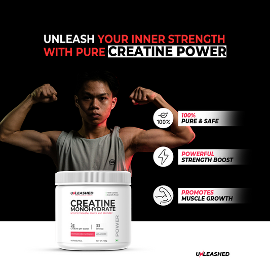 Unleashed Creatine Monohydrate | Muscle Growth & Power Supplement - 100g Unflavored Powder
