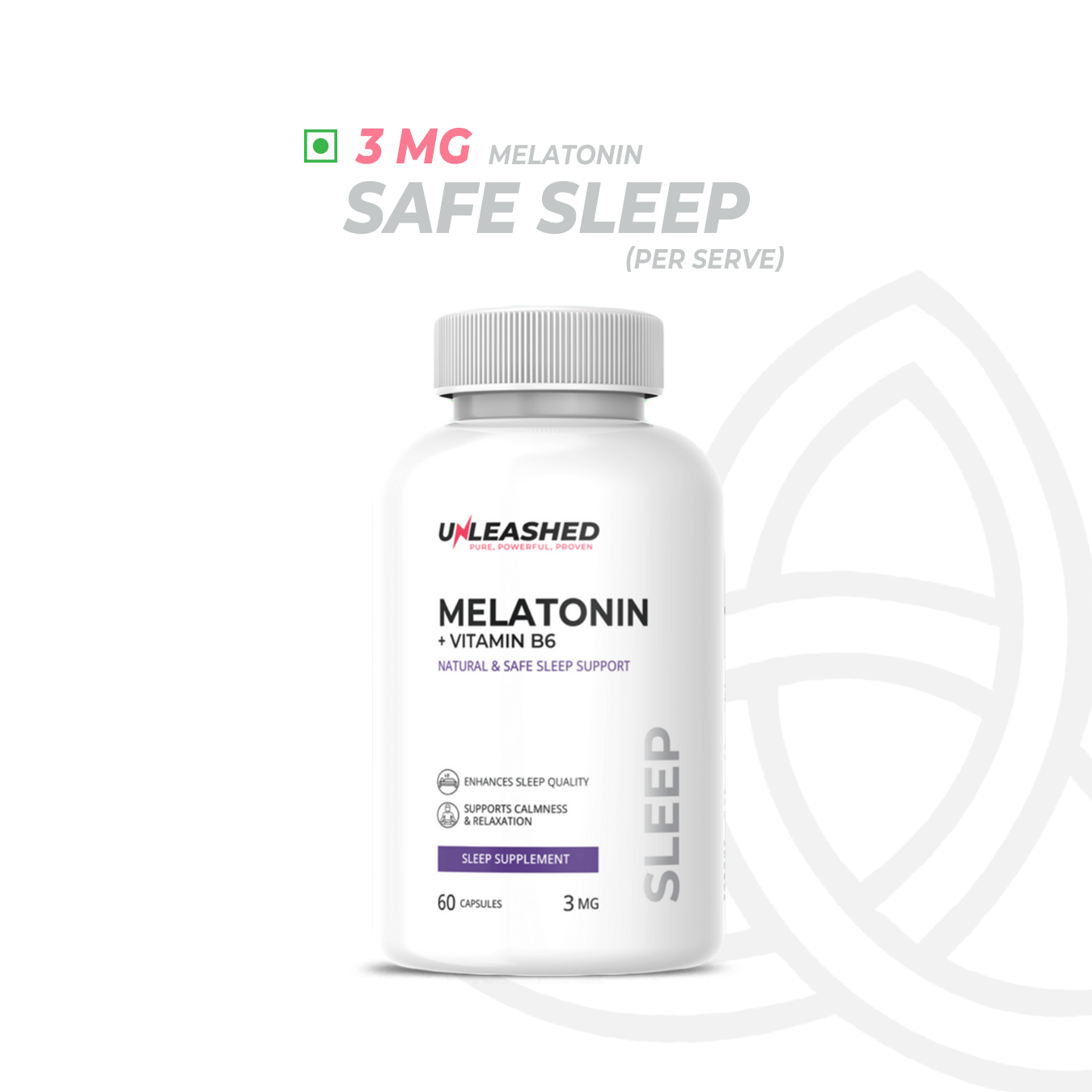 Unleashed Melatonin 3MG | Promotes Restful Sleep & Regulates Sleep Cycle - 60 Veg Capsules