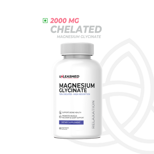 Unleashed Chelated Magnesium Glycinate 2000mg | Muscle Recovery & Deep Sleep Aid - 60 Veg Tablets