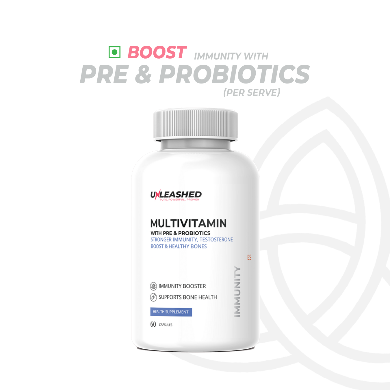 Unleashed Multivitamin with Probiotics & Minerals | Daily Wellness & Energy Support - 60 Capsules